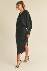 IMANI LONG SLEEVE SHIRT MIDI DRESS