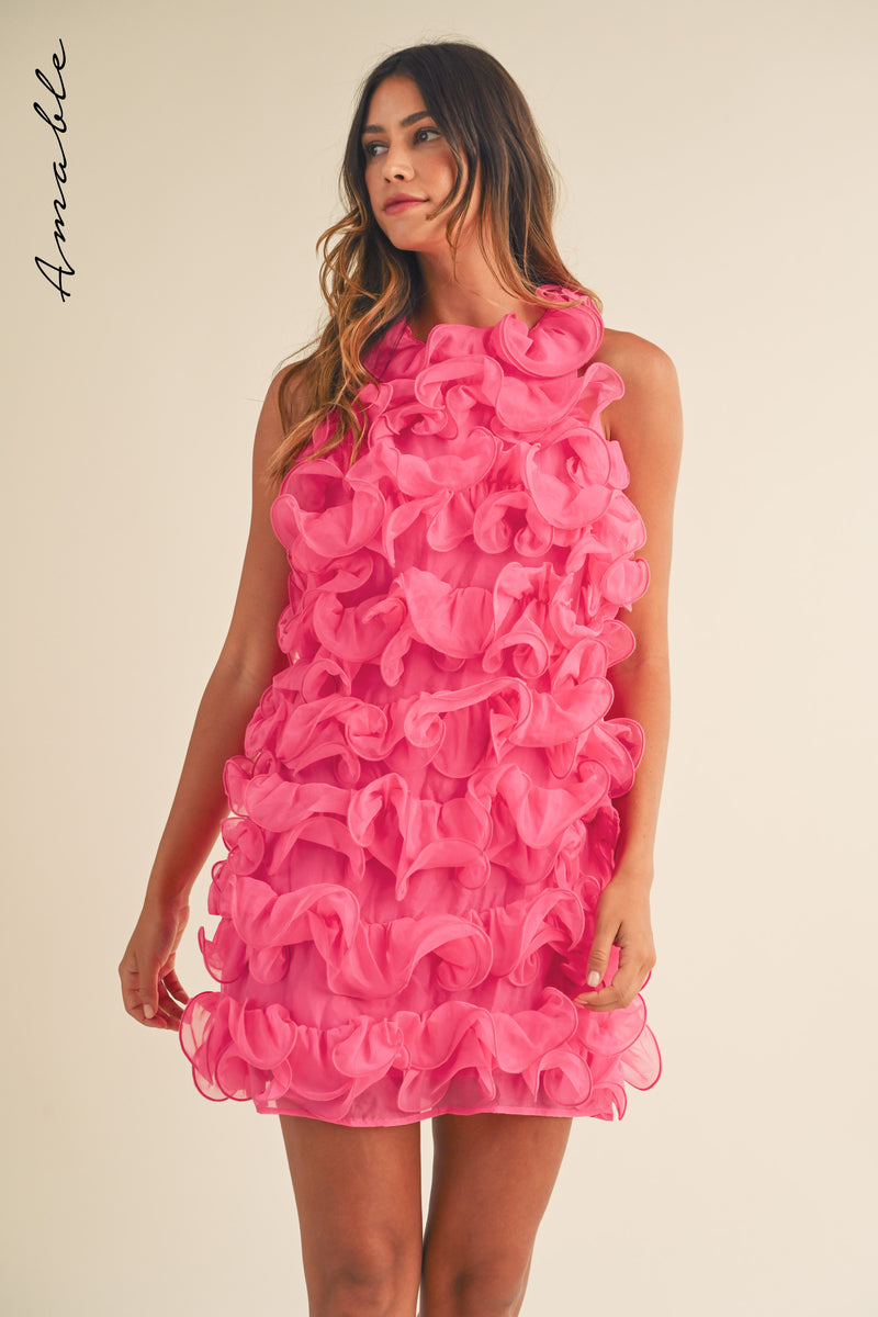 LIESL PUFFY RUFFLE MINI DRESS