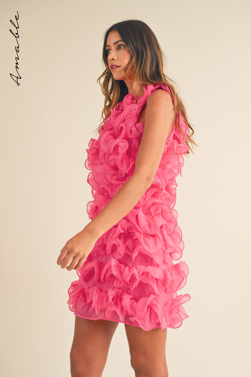 LIESL PUFFY RUFFLE MINI DRESS