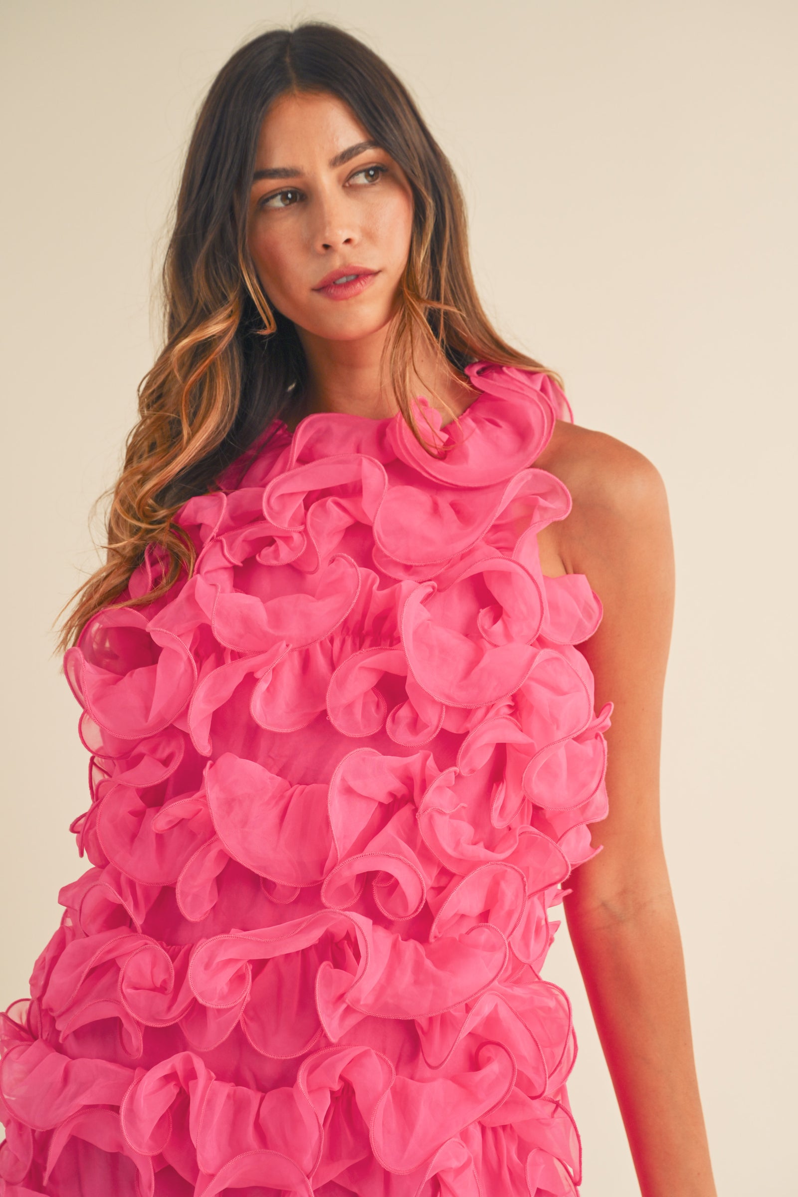 LIESL PUFFY RUFFLE MINI DRESS  Mable Clothing