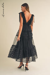 SOLENE FLORAL TEXTURED TIERED MAXI DRESS