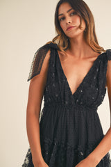 SOLENE FLORAL TEXTURED TIERED MAXI DRESS