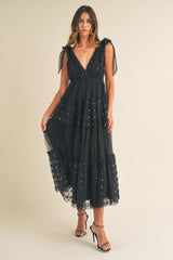 SOLENE FLORAL TEXTURED TIERED MAXI DRESS