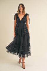 SOLENE FLORAL TEXTURED TIERED MAXI DRESS