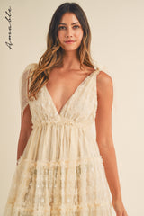 SOLENE FLORAL TEXTURED TIERED MAXI DRESS