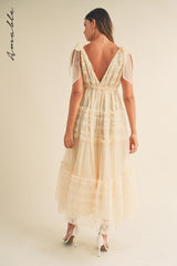 SOLENE FLORAL TEXTURED TIERED MAXI DRESS