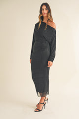 OCEAN NECKLINE RUCHED BODICE MIDI DRESS