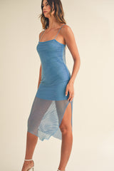 HEDDA RHINESTONE NET MIDI DRESS