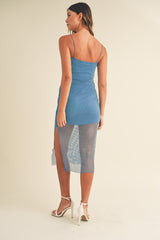 HEDDA RHINESTONE NET MIDI DRESS