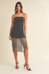 HEDDA RHINESTONE NET MIDI DRESS