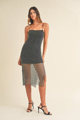 HEDDA RHINESTONE NET MIDI DRESS