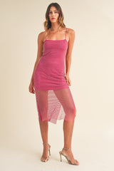 HEDDA RHINESTONE NET MIDI DRESS