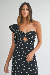 EMELY TWISTED ONE SHOULDER RUFFLE MAXI DRESS