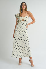 EMELY TWISTED ONE SHOULDER RUFFLE MAXI DRESS