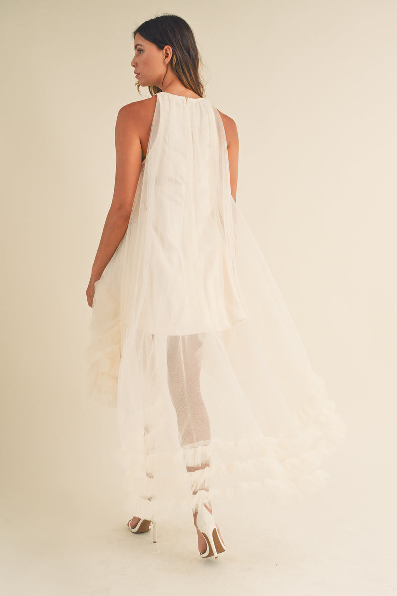 CLEMENCE LOW RUFFLE TULLE DRESS