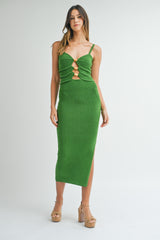 ALLISEN FRONT CUT OUT KNIT MIDI DRESS