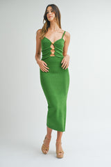 ALLISEN FRONT CUT OUT KNIT MIDI DRESS