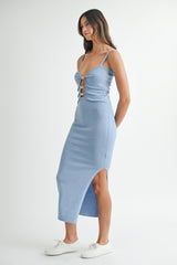 SADIRA FRONT CUT OUT KNIT MIDI DRESS