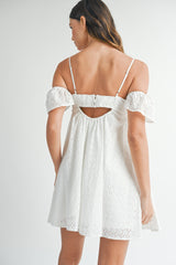 WENDIE EYELET LACE BABYDOLL MINI DRESS