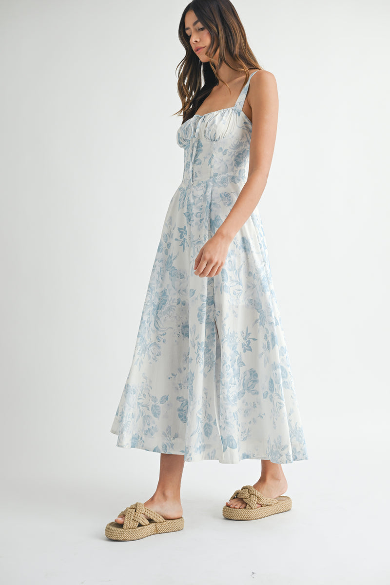 JULIANA BUSTIER BODICE MIDI DRESS