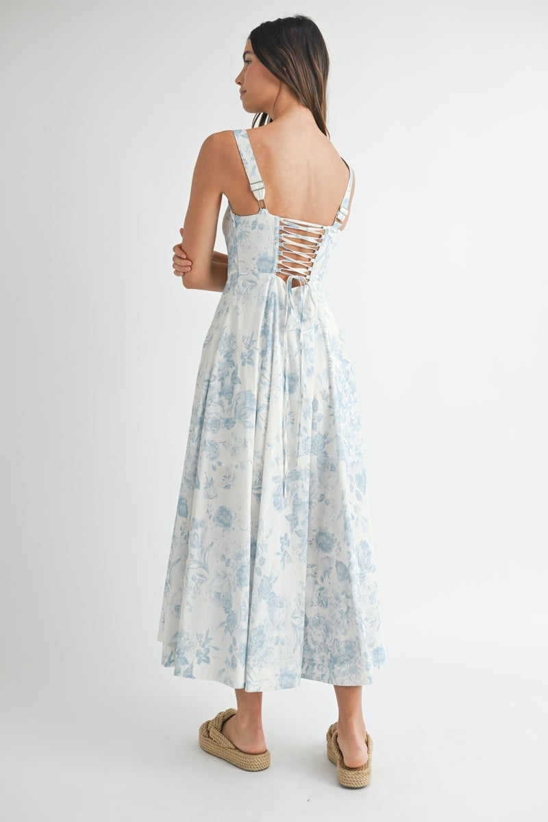 JULIANA BUSTIER BODICE MIDI DRESS