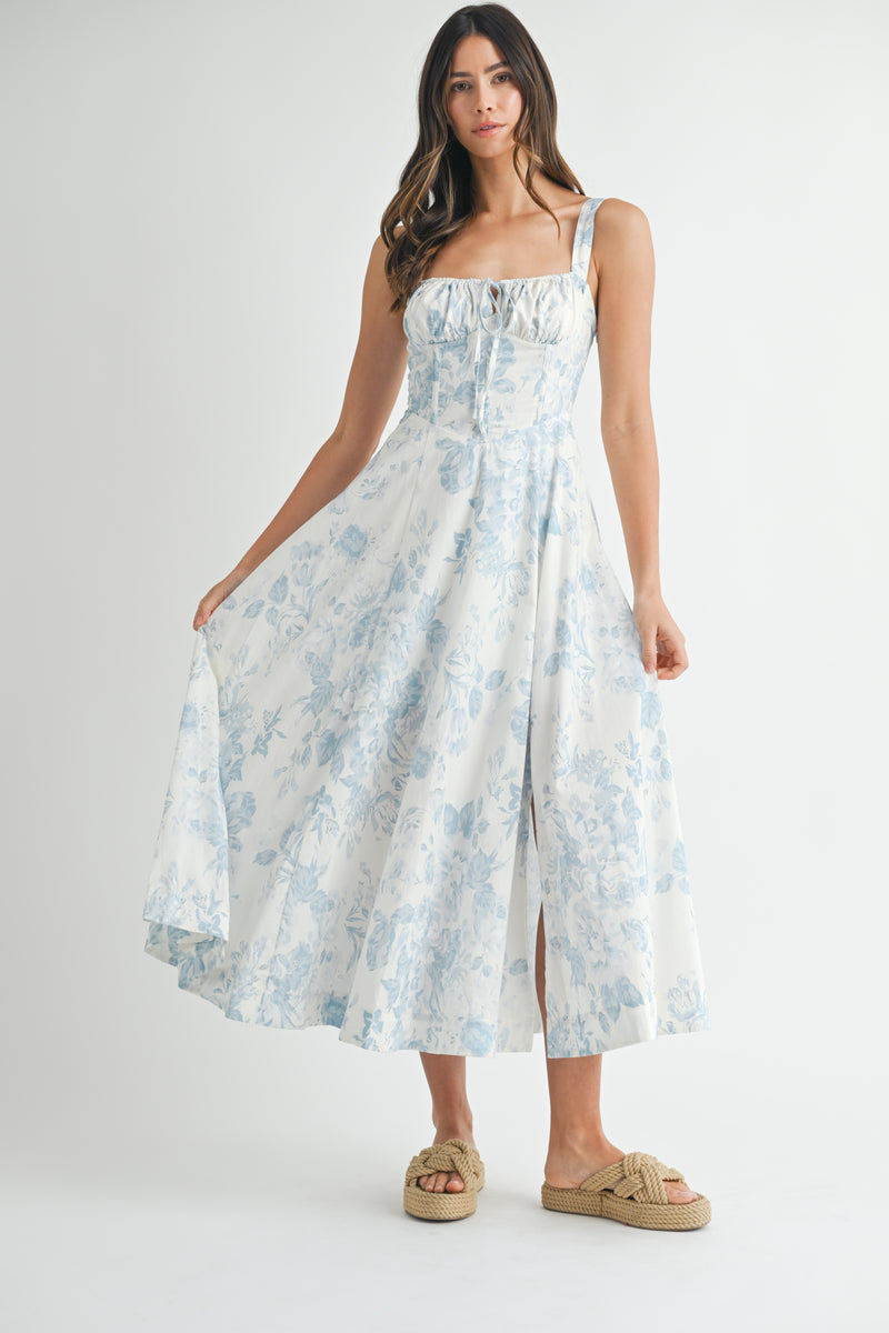 JULIANA BUSTIER BODICE MIDI DRESS