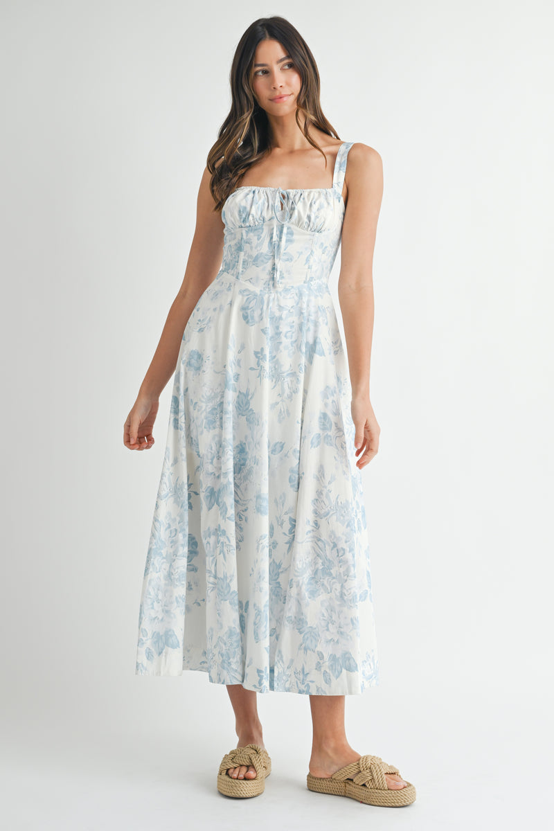 JULIANA BUSTIER BODICE MIDI DRESS