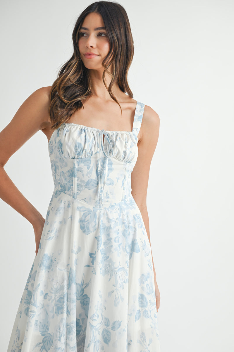 JULIANA BUSTIER BODICE MIDI DRESS