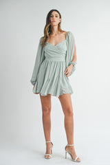 JUNI BACK TIED RUFFLE MINI DRESS
