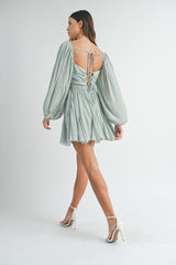 JUNI BACK TIED RUFFLE MINI DRESS