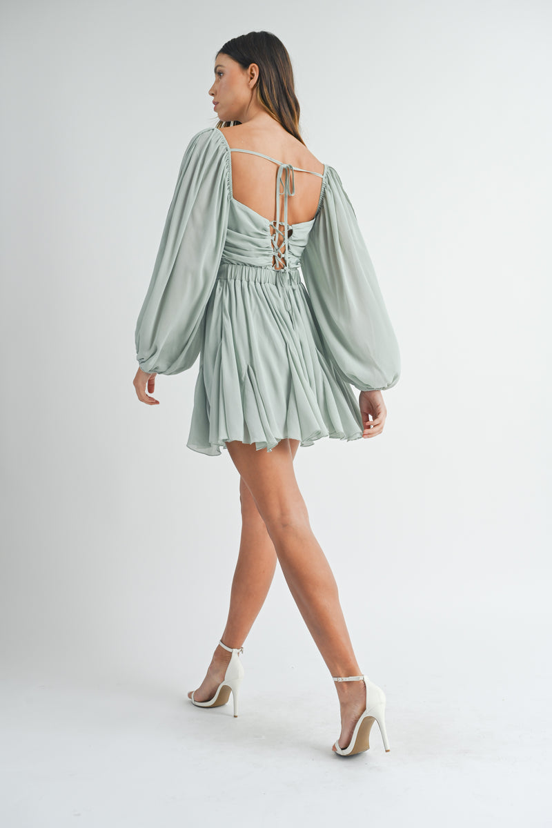 JUNI BACK TIED RUFFLE MINI DRESS