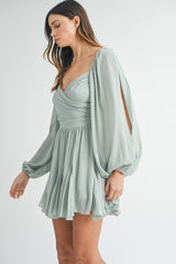 JUNI BACK TIED RUFFLE MINI DRESS