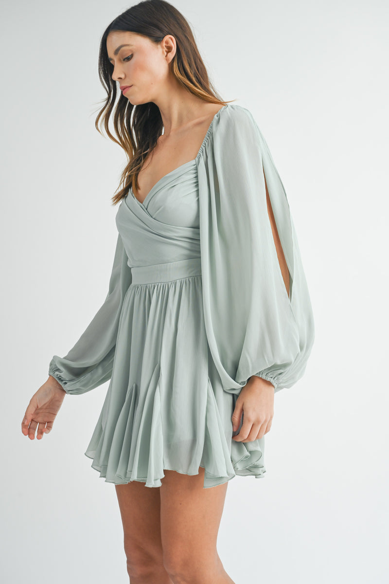 JUNI BACK TIED RUFFLE MINI DRESS