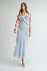 URSA SLEEVELESS RUFFLE MAXI DRESS