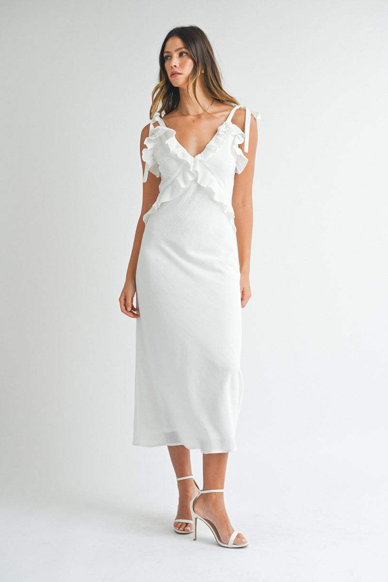 URSA SLEEVELESS RUFFLE MAXI DRESS