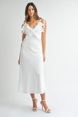 URSA SLEEVELESS RUFFLE MAXI DRESS