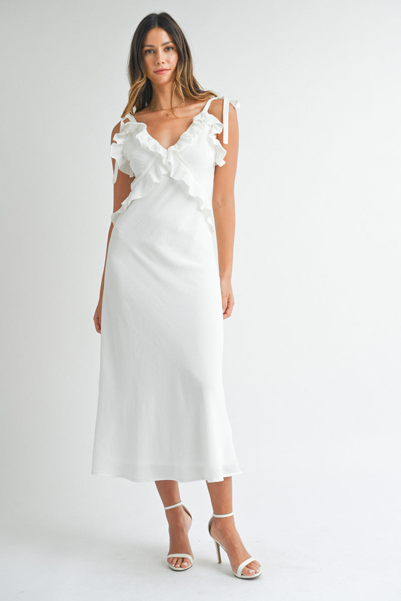 URSA SLEEVELESS RUFFLE MAXI DRESS