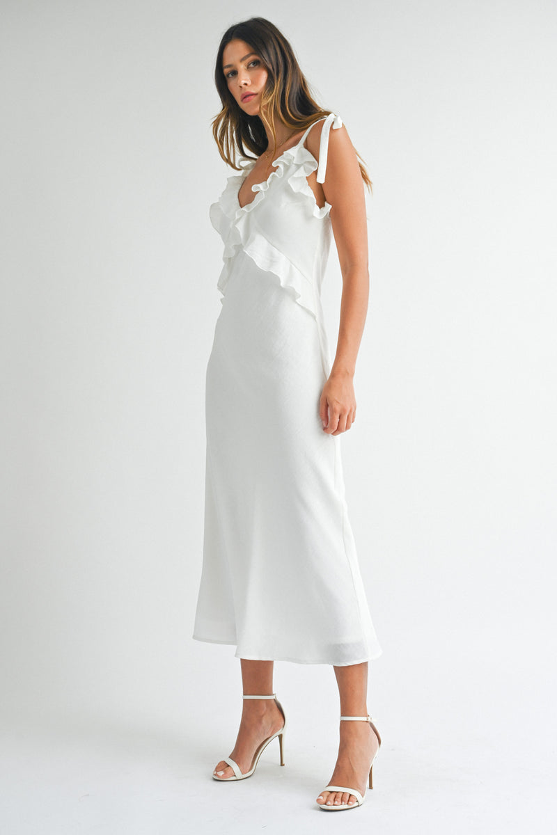 URSA SLEEVELESS RUFFLE MAXI DRESS