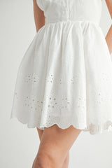 CORINNE EYELET HALTER SHIRT MINI DRESS