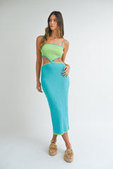 LARA COLOR BLOCK CUTOUT MIDI DRESS