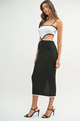 LARA COLOR BLOCK CUTOUT MIDI DRESS