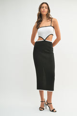 LARA COLOR BLOCK CUTOUT MIDI DRESS