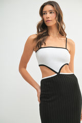 LARA COLOR BLOCK CUTOUT MIDI DRESS