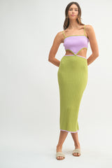 LARA COLOR BLOCK CUTOUT MIDI DRESS