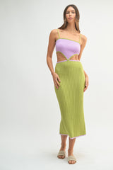 LARA COLOR BLOCK CUTOUT MIDI DRESS