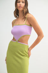 LARA COLOR BLOCK CUTOUT MIDI DRESS