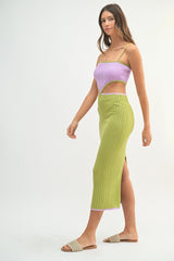 LARA COLOR BLOCK CUTOUT MIDI DRESS