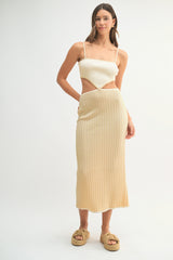 LARA COLOR BLOCK CUTOUT MIDI DRESS