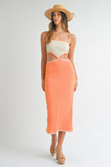 LARA COLOR BLOCK CUTOUT MIDI DRESS