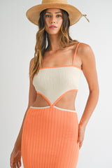 LARA COLOR BLOCK CUTOUT MIDI DRESS